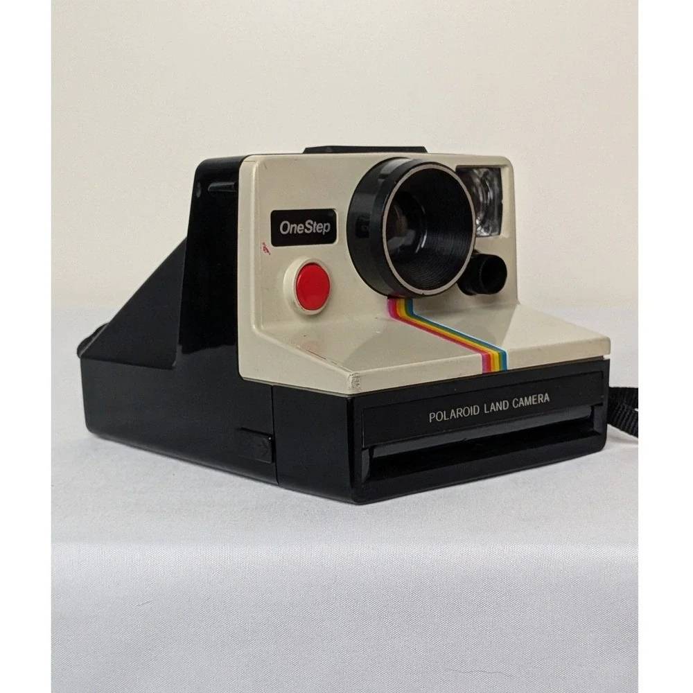 Polaroid OneStep Land Camera White Black Rainbow SX-70 Retro Vintage 70s WORKING